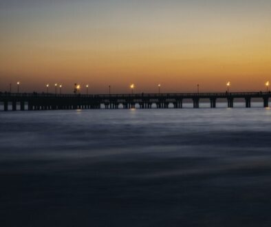sunset bridge sea lithuania 4138812